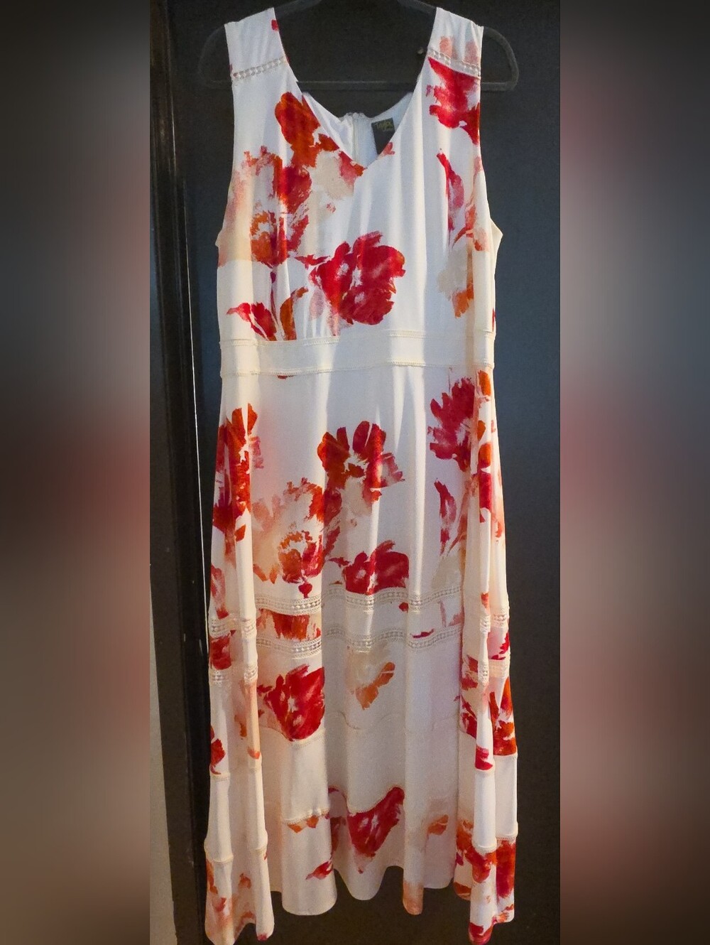 Taylor White Maxi Dress with Red and Orange Floral Print